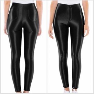 American Apparel Disco Pants Black Medium high waist shiny hot pant y2k leggings
